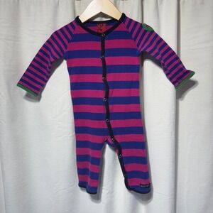 Villervalla Baby Girls Long Sleeve Striped Romper Pink Blue Green Size 68
